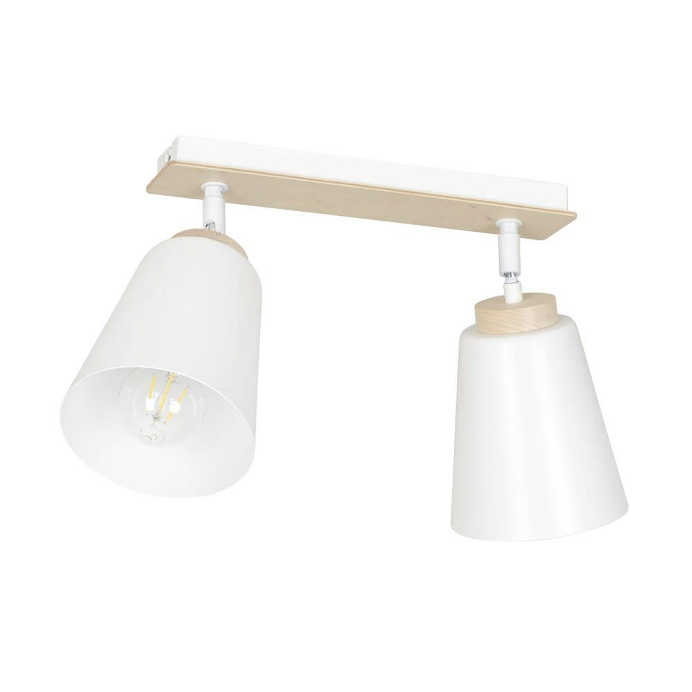 TASLA - Spot de plafond nordique avec 2 lumières orientables blanc et bois