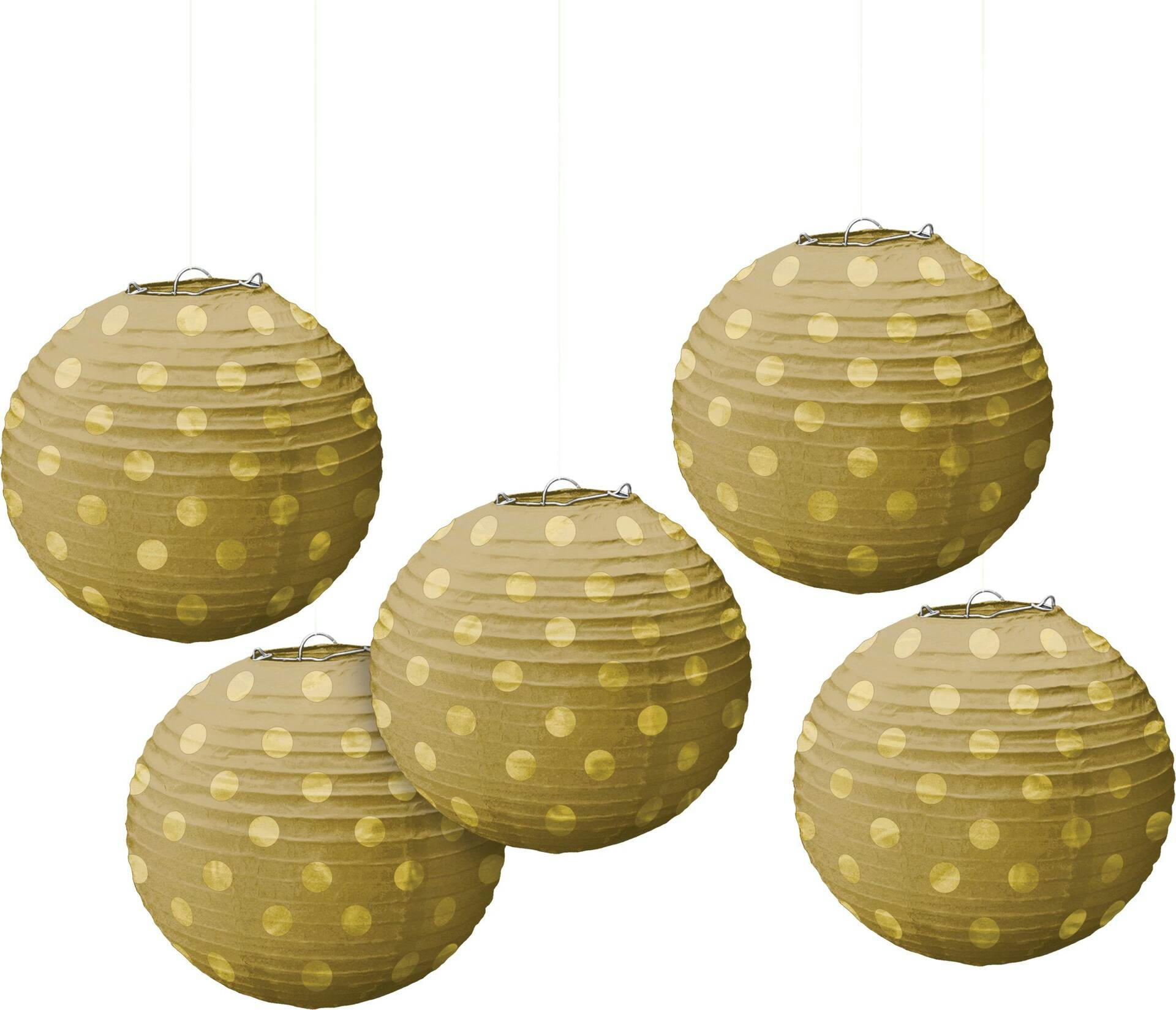 Mini Polka Dot Paper Lanterns, 5-pk, Assorted Colours