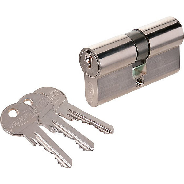 Cylindre 2 entrées nickelé - 30 x 30 mm - Modèle 4221 - DOM