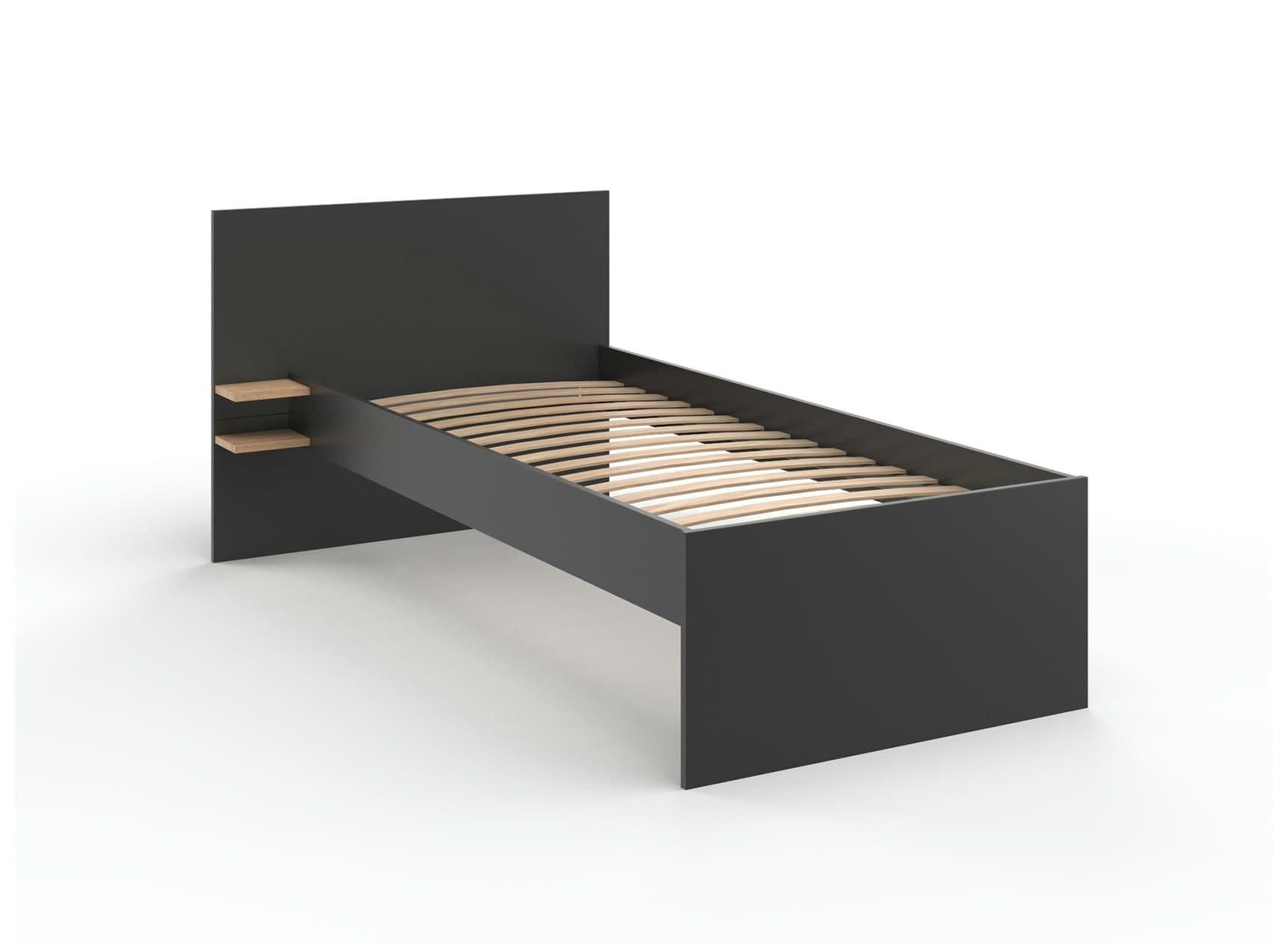 ALBI - Lit enfant avec chevet 90x200 Ardoise et Chêne