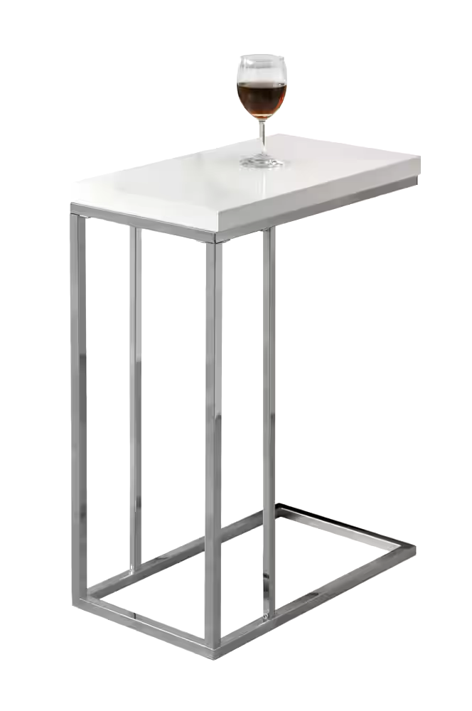 Monarch C-Shaped Sofa End/Side Accent Table With Chrome Base