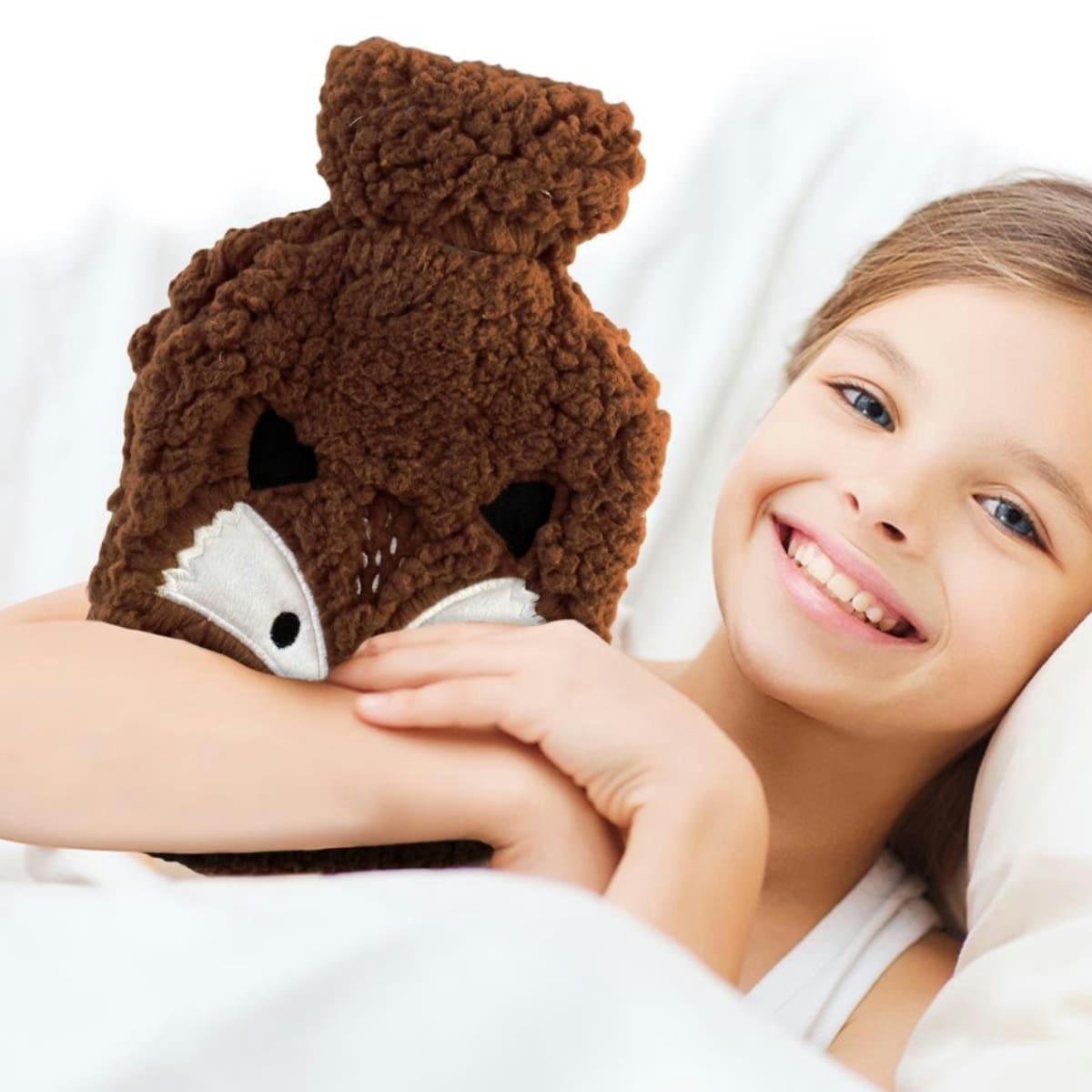 - Bouillotte renard avec enveloppe en fourrure