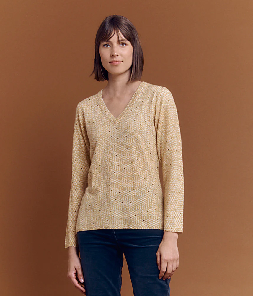 Pull maille en laine et cachemire ALVEOLE/84142/841
