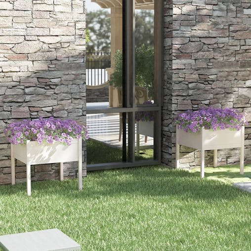 NNEVL Garden Planters 2 pcs White 70x70x70 cm Solid Pinewood