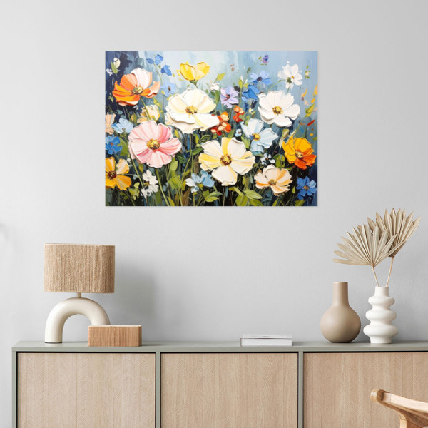 Naklejka samoprzylepna Feeby Kolorowe polne kwiaty imitacja farby 30x20