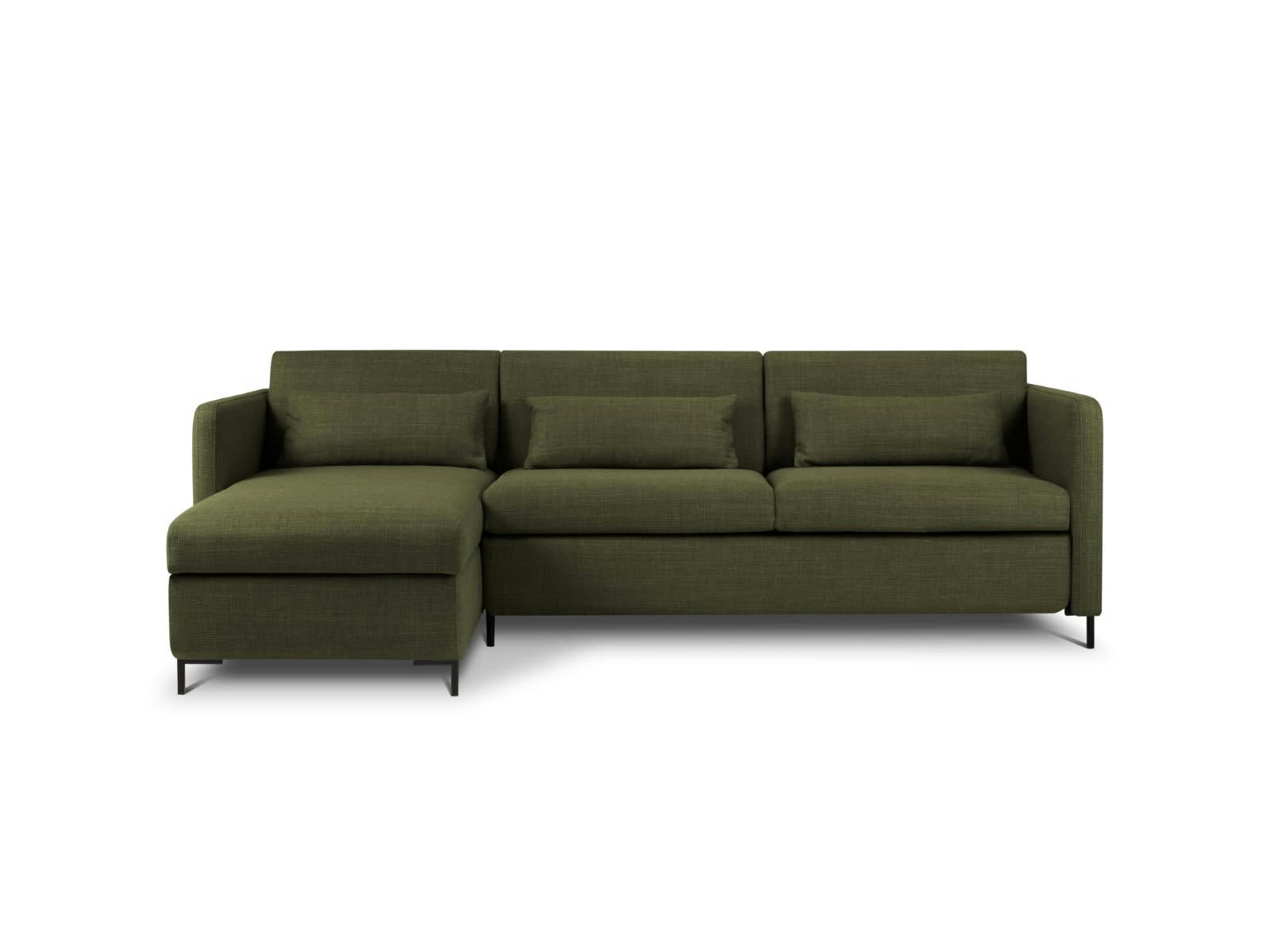 YANIS - Canapé D'Angle Gauche Conv. Coffre 4 places en Tissu Structurel Vert