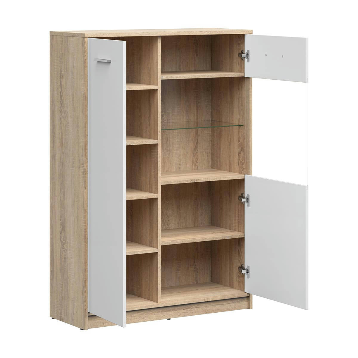 - Vaisselier 2 portes stratifiés naturel et blanc