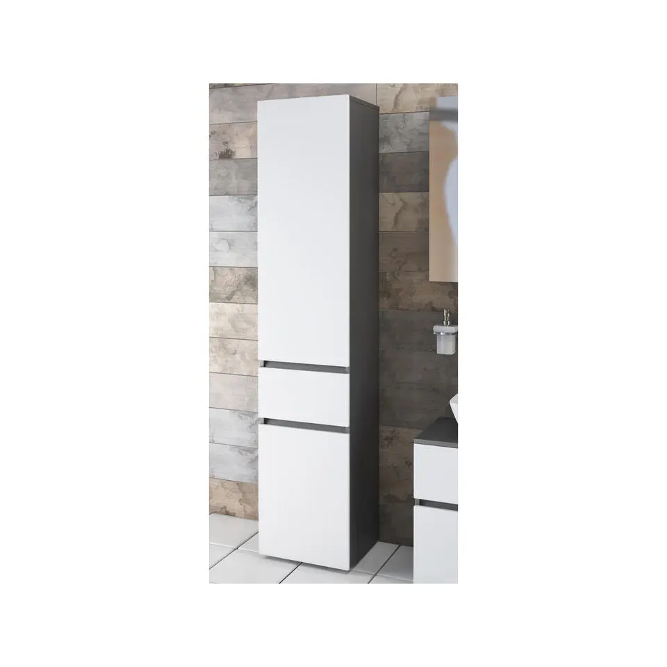 Wisla - Kast met 1 lade en 2 deuren in wit / antraciet spaanplaat