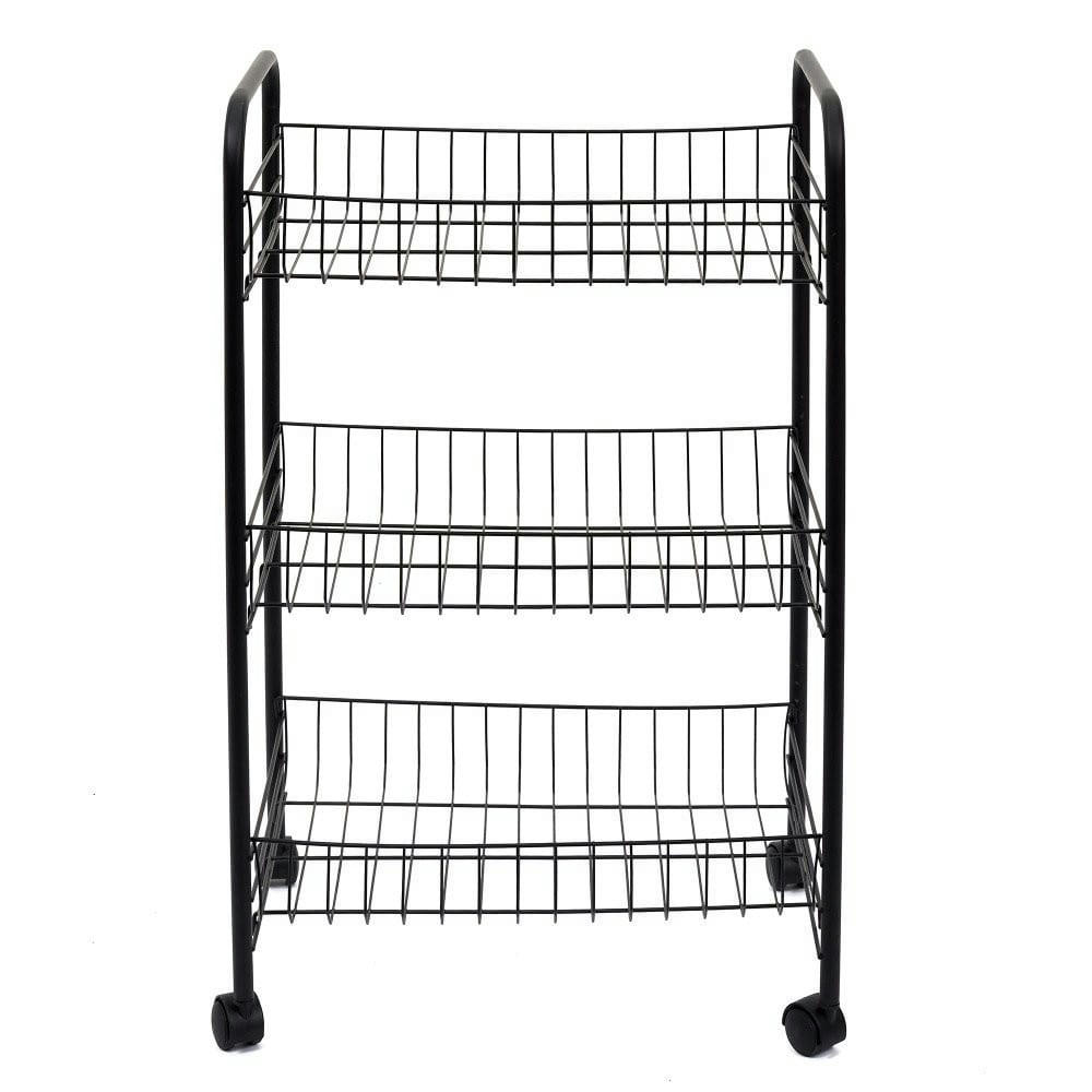 - Desserte à roulettes 3 niveaux noire