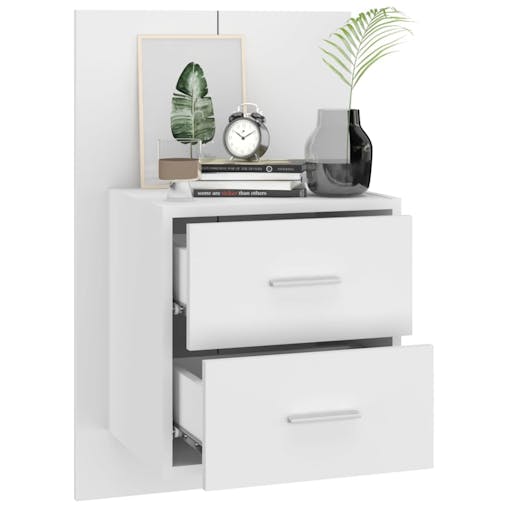 NNEVL Wall-mounted Bedside Cabinets 2 pcs High Gloss White