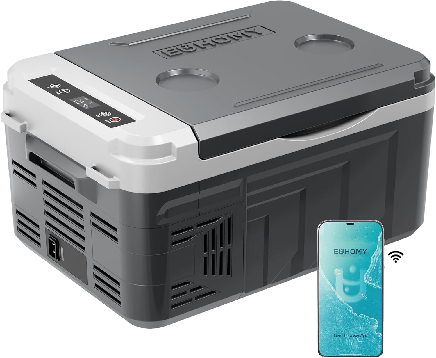 EUHOMY 12 Volt Refrigerator, 12 Quart (10L) Compressor Electric Cooler APP Control, Car Fridge 12/24V DC & 120-240V AC, Car Refrigerator -4℉~68℉, Portable Freezer for RV, Travel, Camping