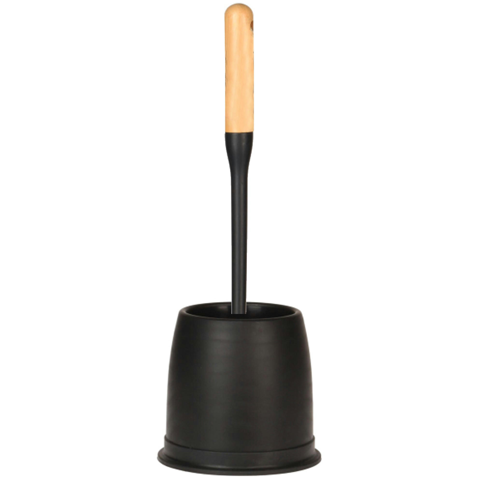 - Brosse WC en plastique noir et bois
