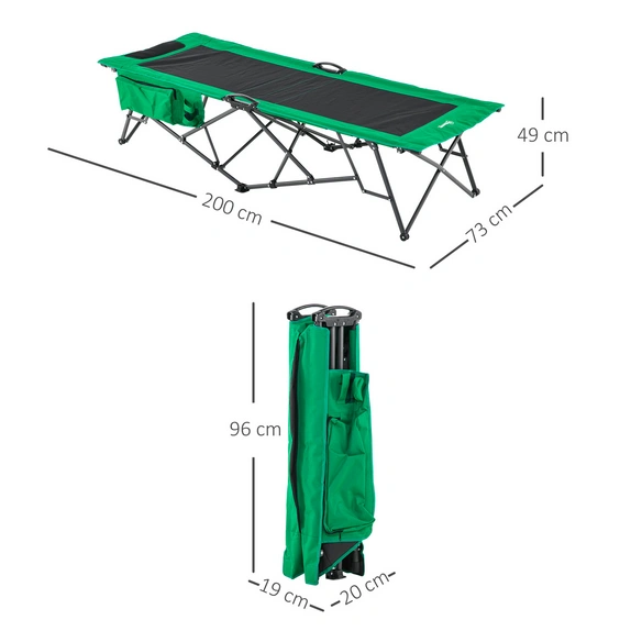 Campingbett, BxHxT: 73 x 49 x 73 cm, Stahl/Oxford Gewebe/Polyethylen