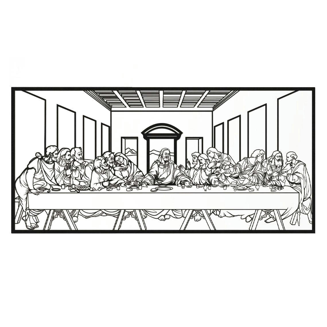 - Déco murale la dernière cène en métal noir 100x48 cm