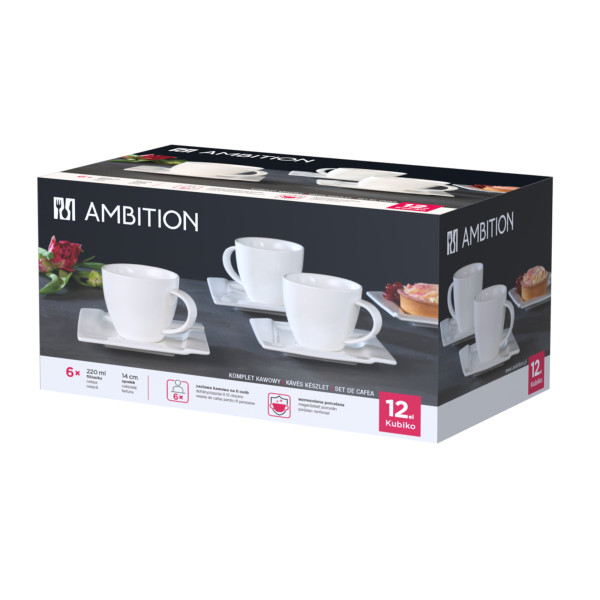 Komplet kawowy Kubiko 220 ml 12-elementowy AMBITION