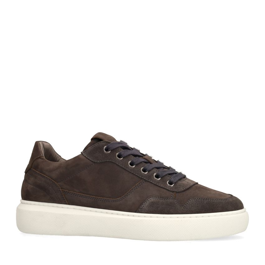 Manfield Grijze suède sneakers