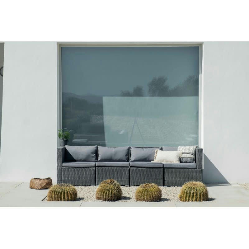 BAHAMAS - Salon de jardin Canapé Quadruple 4 Places Gris Rotin Synthétique