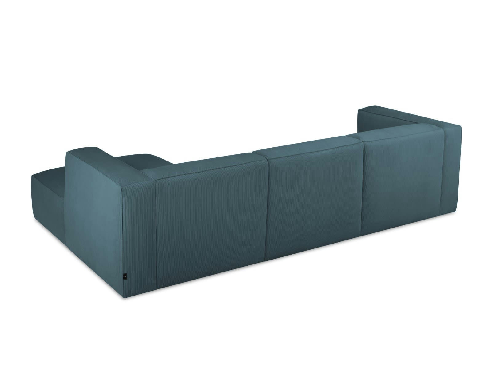 MUSE - Canapé D'Angle Droit 5 places en Velours Côtelé Bleu Foncé