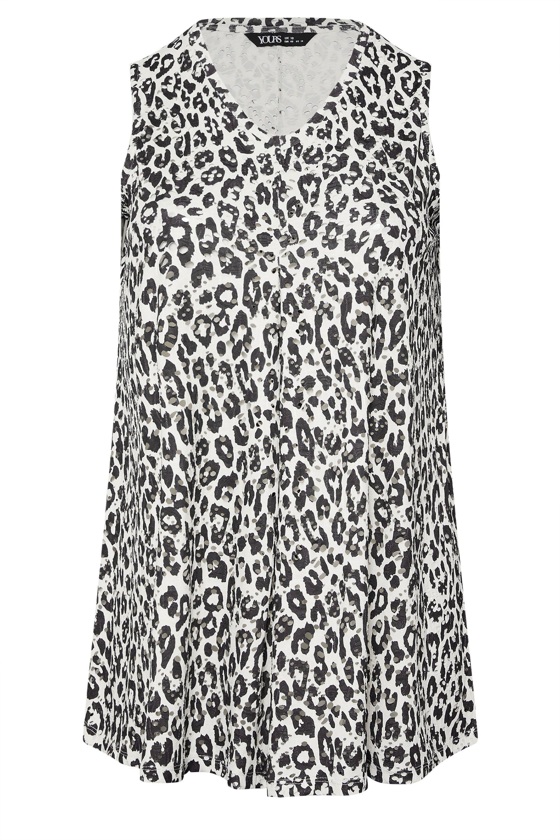 Yours Leopard Pointelle Vest Top