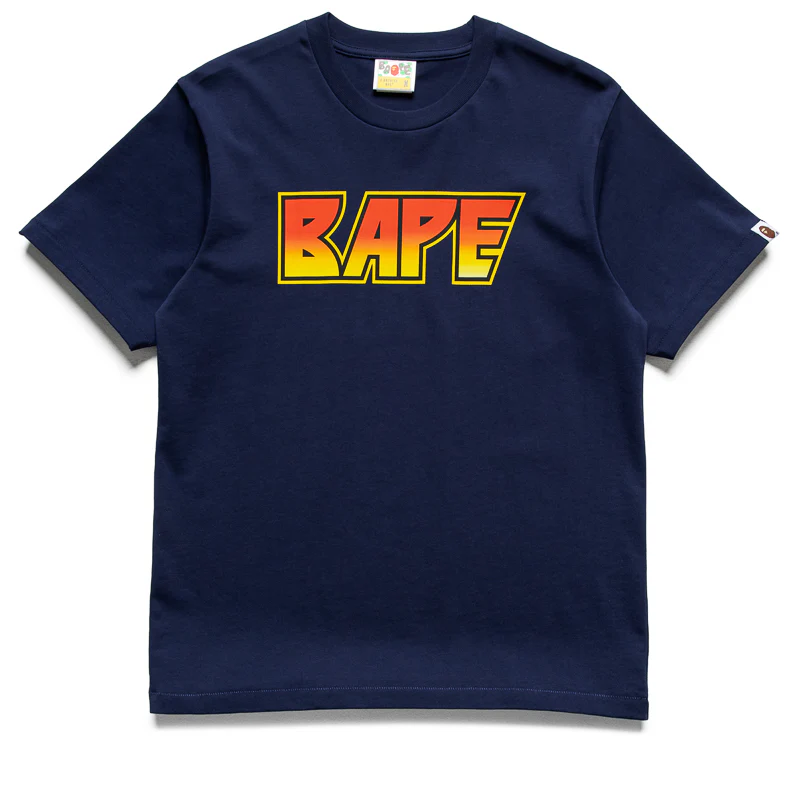 A Bathing Ape Bape Kiss Logo Tee - Navy