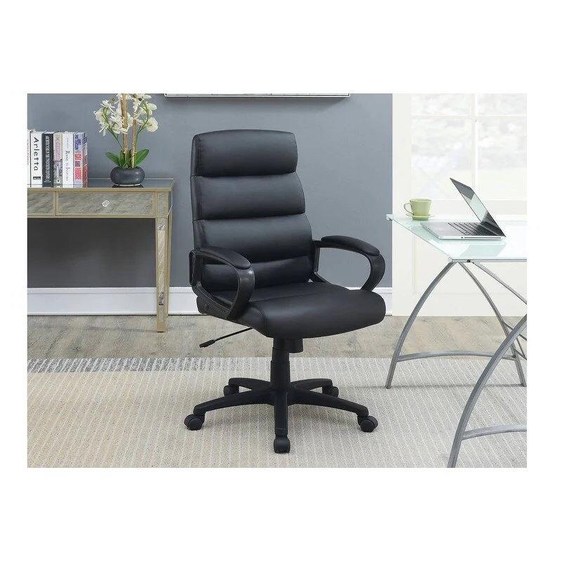 Faux leather Office Chair with Swivel Wheels, Ergonomic Upholstered Work Chair, Computer Chair with Armrest and Back Support