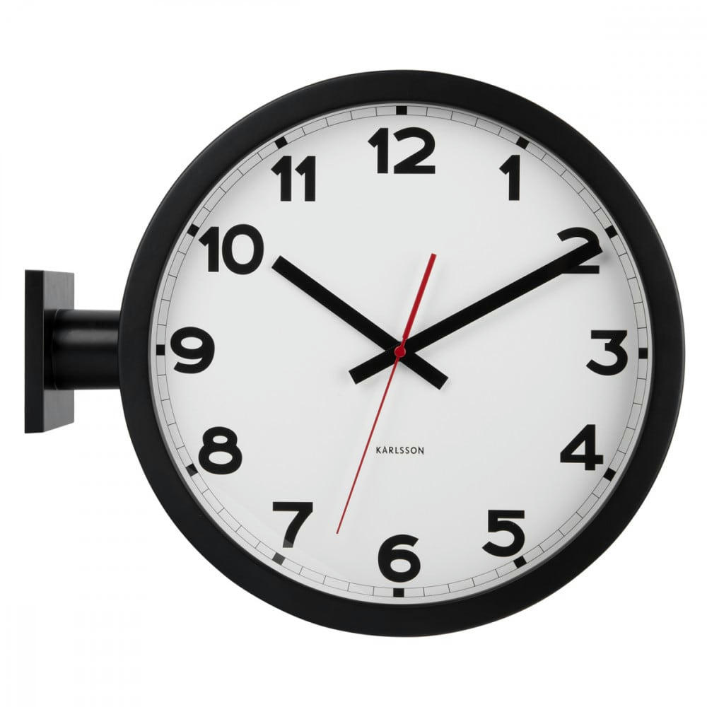 NEW CLASSIC DOUBLE SIDED - Horloge murale double face h38cm aluminium blanc