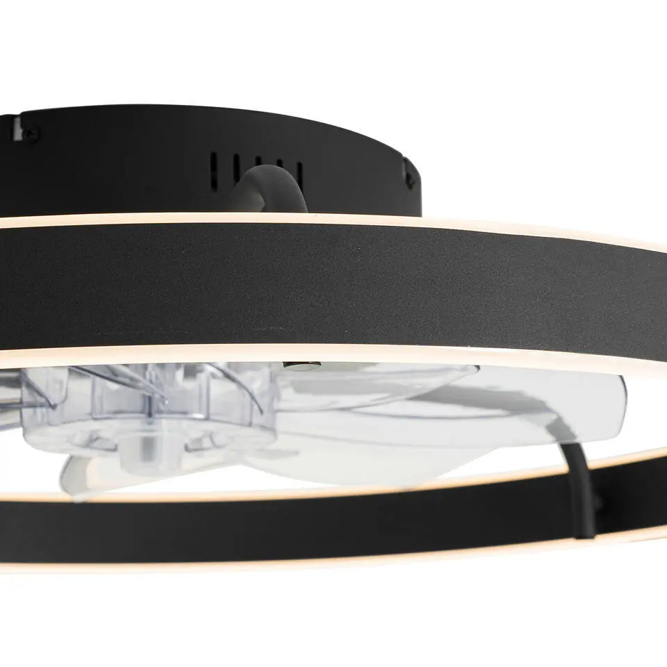 Qazqa plafondventilator maddy zwart ge?ntegreerde led