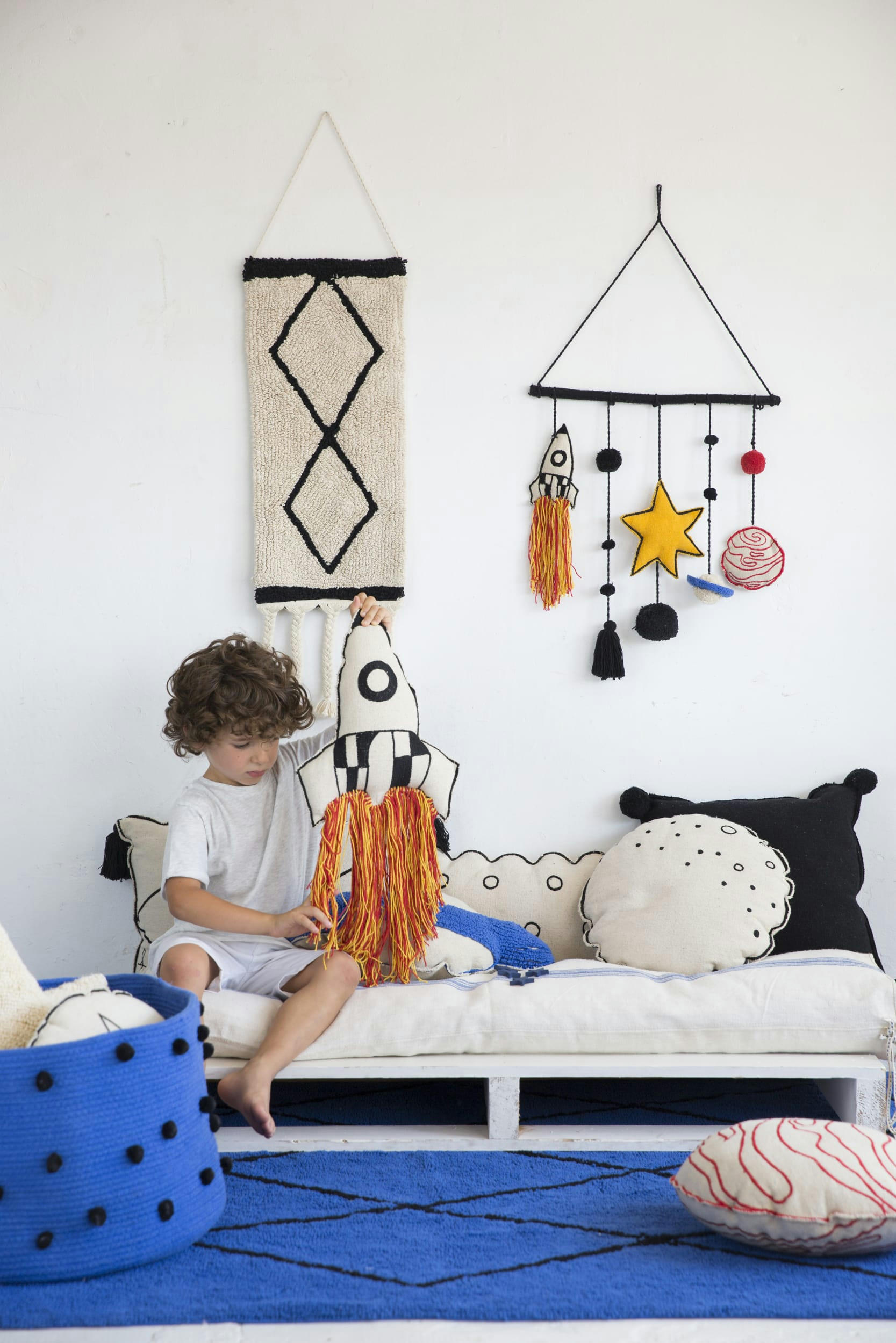 GALAXY - Tenture murale en coton beige galaxie 50x45