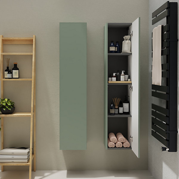 Meuble colonne salle de bain 140 cm suspendu - Vert mat - Karaib 2