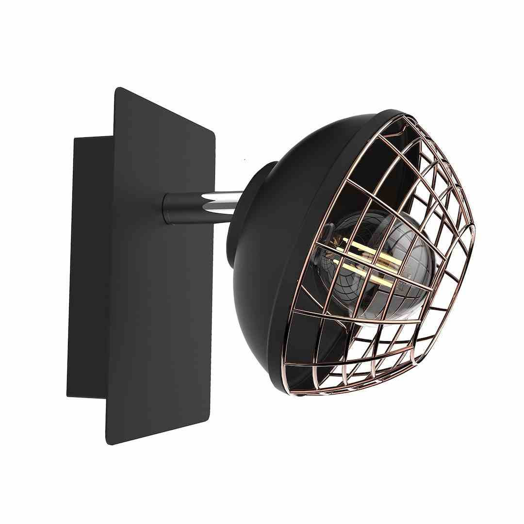 Kinkiet czarny-miedź LOGAN 1xE14x40W wym:12x11x13cm IP20 Milagro