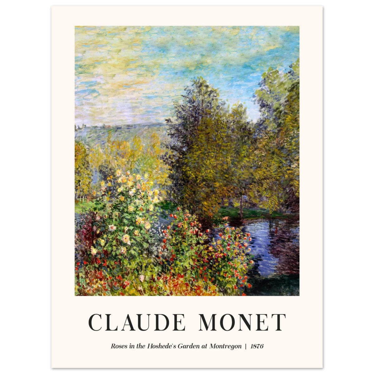 Artfulprints Poster Claude Monet - Roses in the hoshede's garden at Montregon  - 30x40 cm - Groen