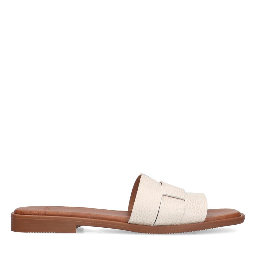 Manfield Witte gevlochten leren slippers