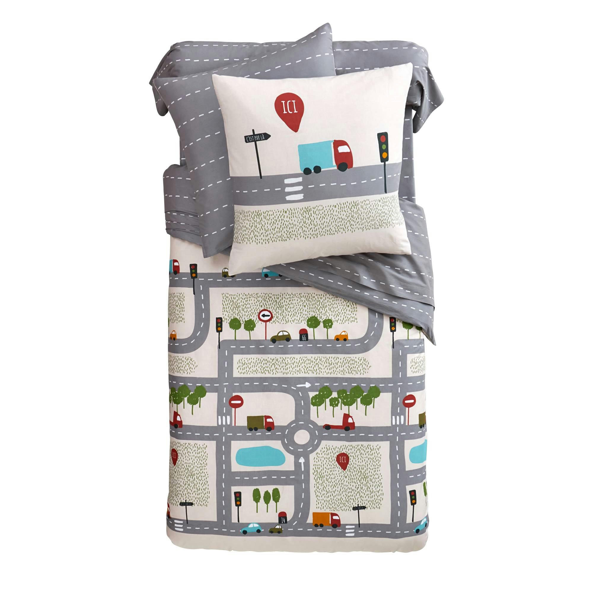 ROUTE - Housse de couette 200x200 gris en coton