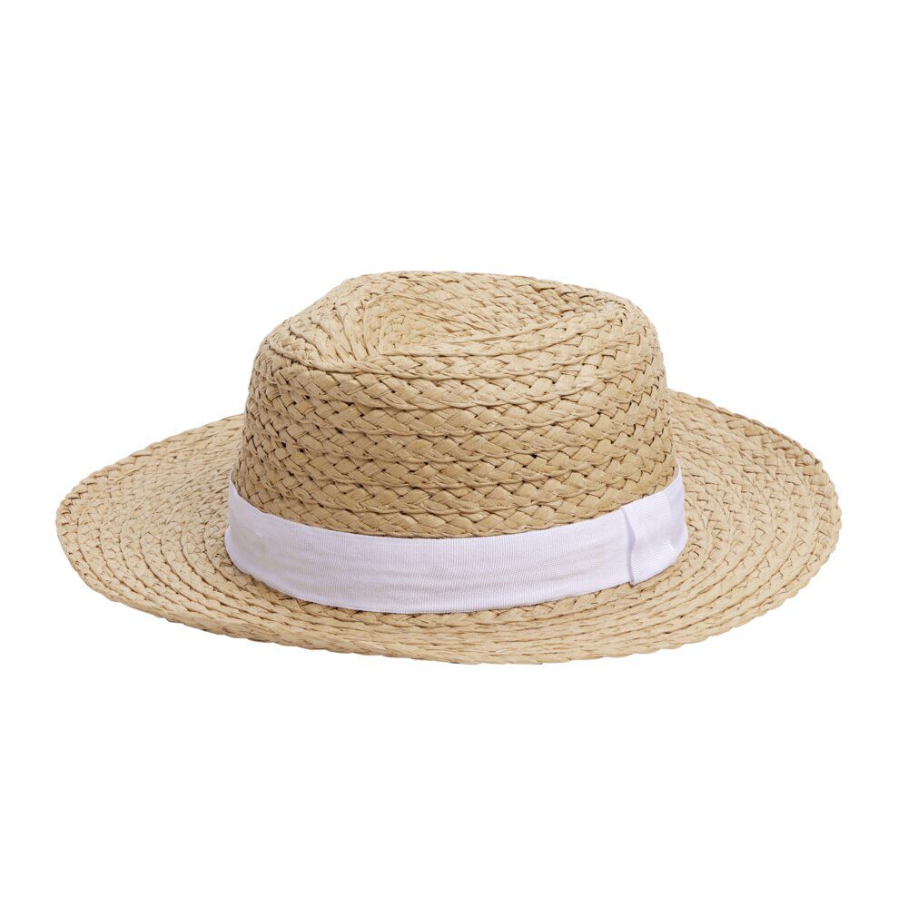 Chapeau de paille style Panama avec ruban 34x33,5xH11cm (3 modèles)