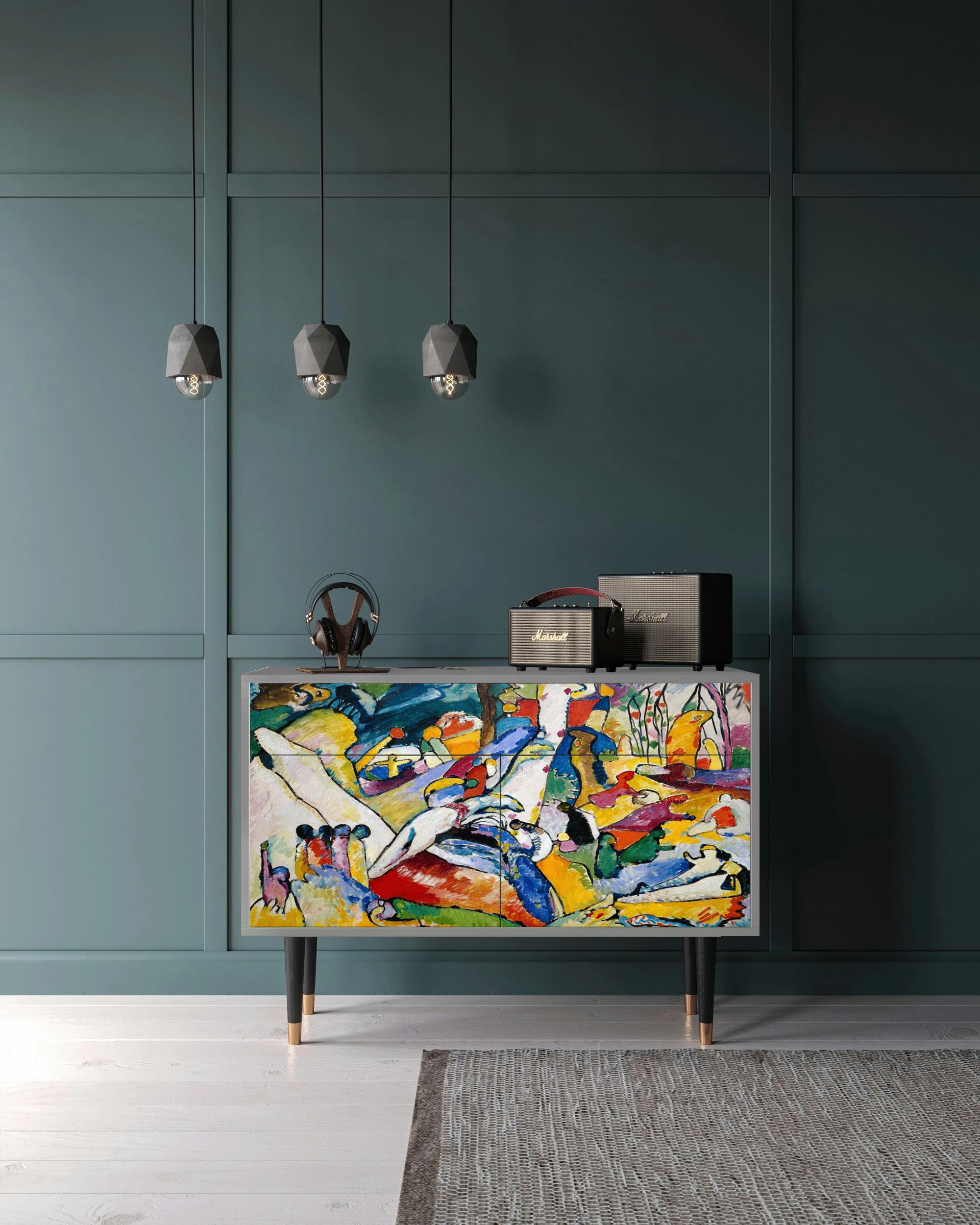 IMPROVISATION 26 BY WASSILY KANDINSKY - Buffet  multicolore 2 tiroirs et 2 portes L 115 cm