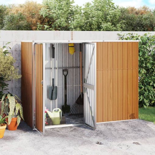 NNEVL Garden Tool Shed Brown 225x89x161 cm Galvanised Steel