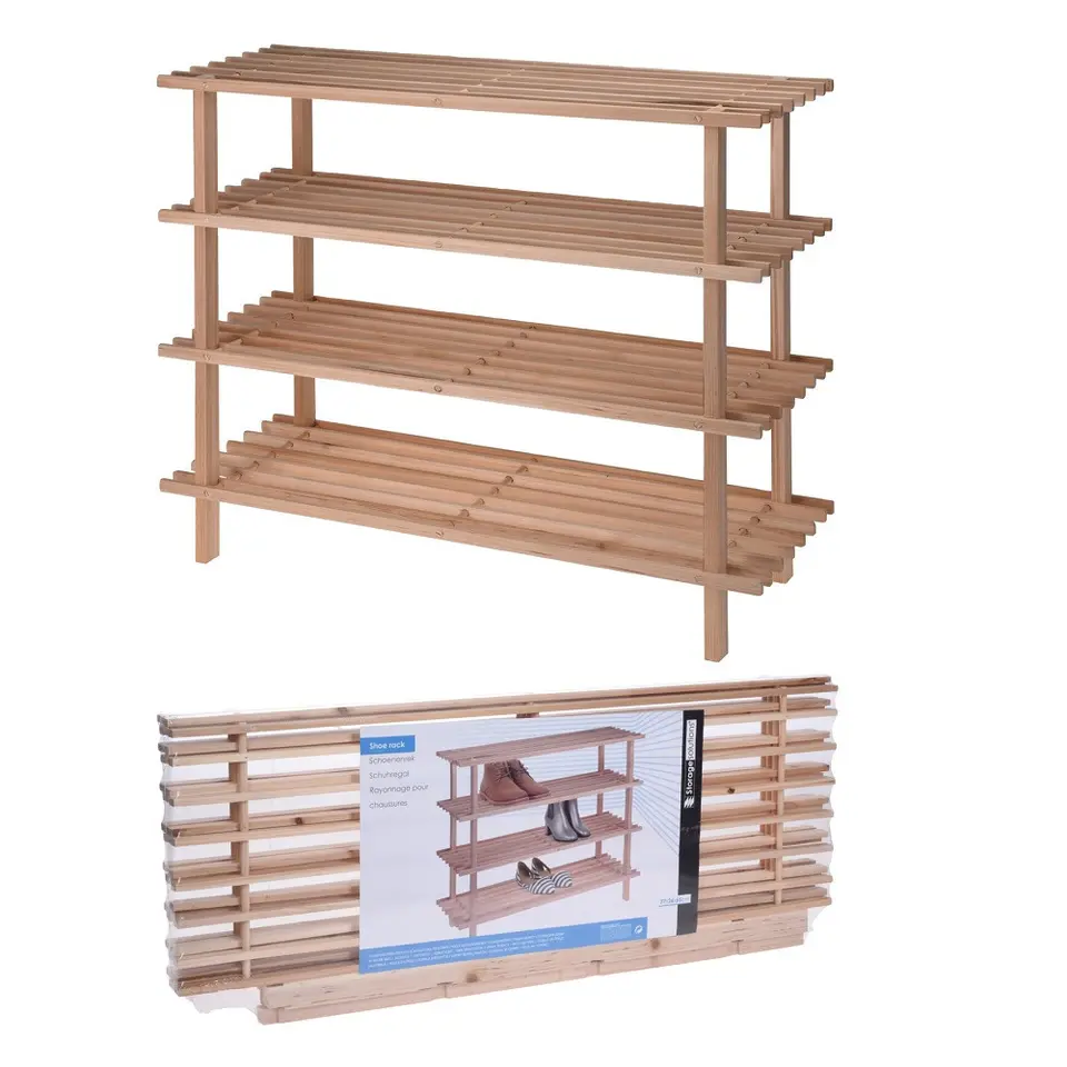 Schoenenrek - 4-laags - 77 x 26 x 65 cm - hout -schoenenstandaard