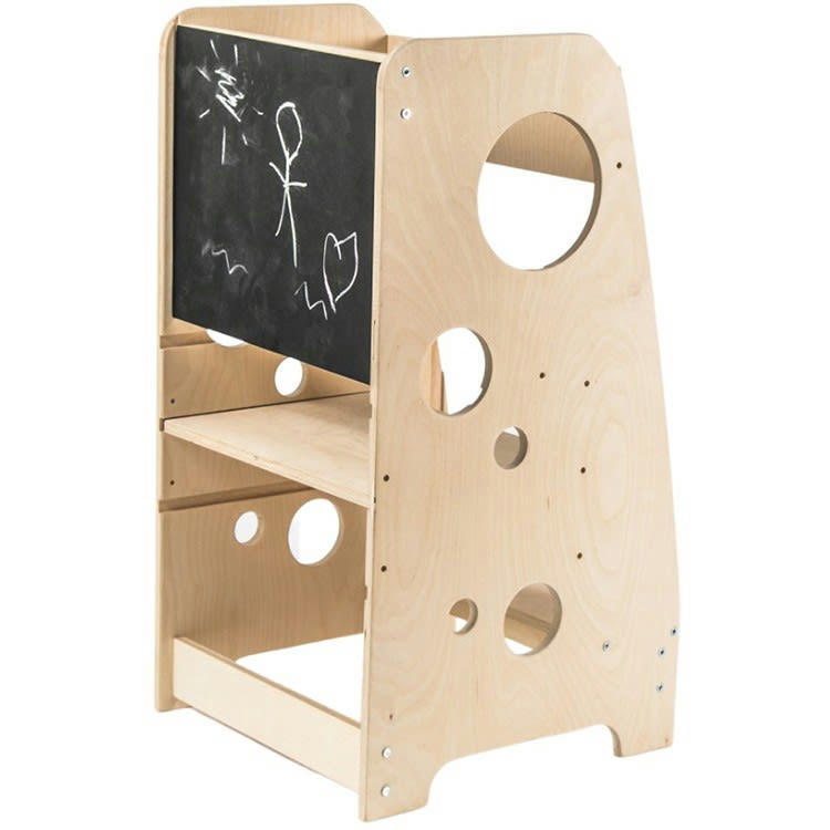 BILI - Tour d'observation Montessori enfant effet bois naturel 85x45x44 cm