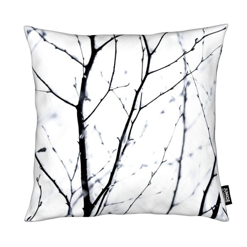 WINTER SILHOUETTES 3 - Coussin en microfibre en blanc & noir 40x40