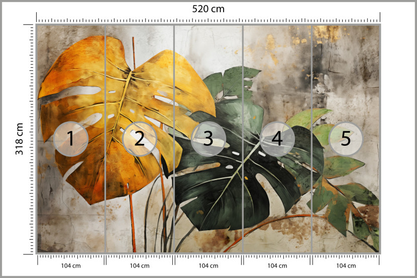 Fototapeta Abstrakcyjne Liście Monstery 520x318cm