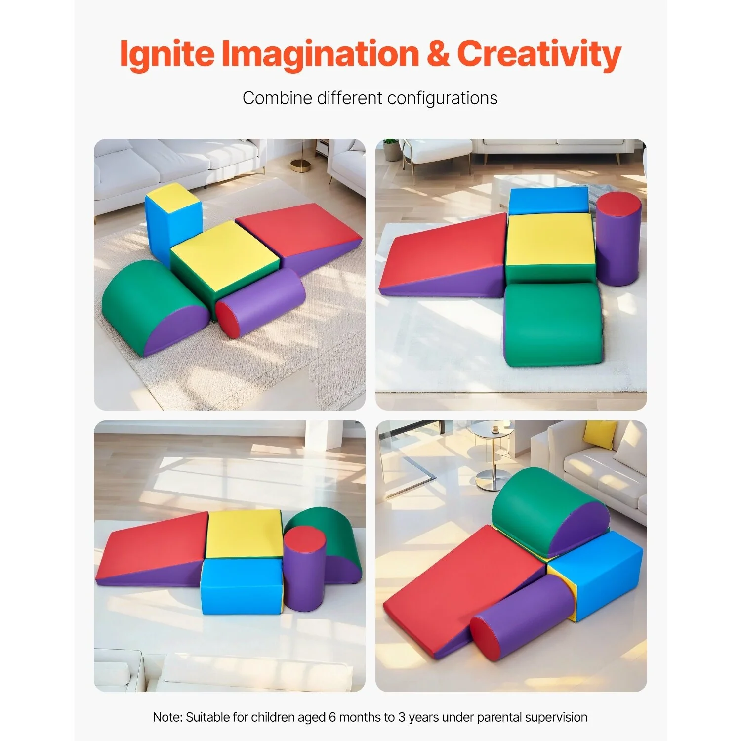 5-Piece Set Multi Color PU Leather 5-Piece Foam Climbing Blocks Set for Kids and Safe - Multi Color - N/A