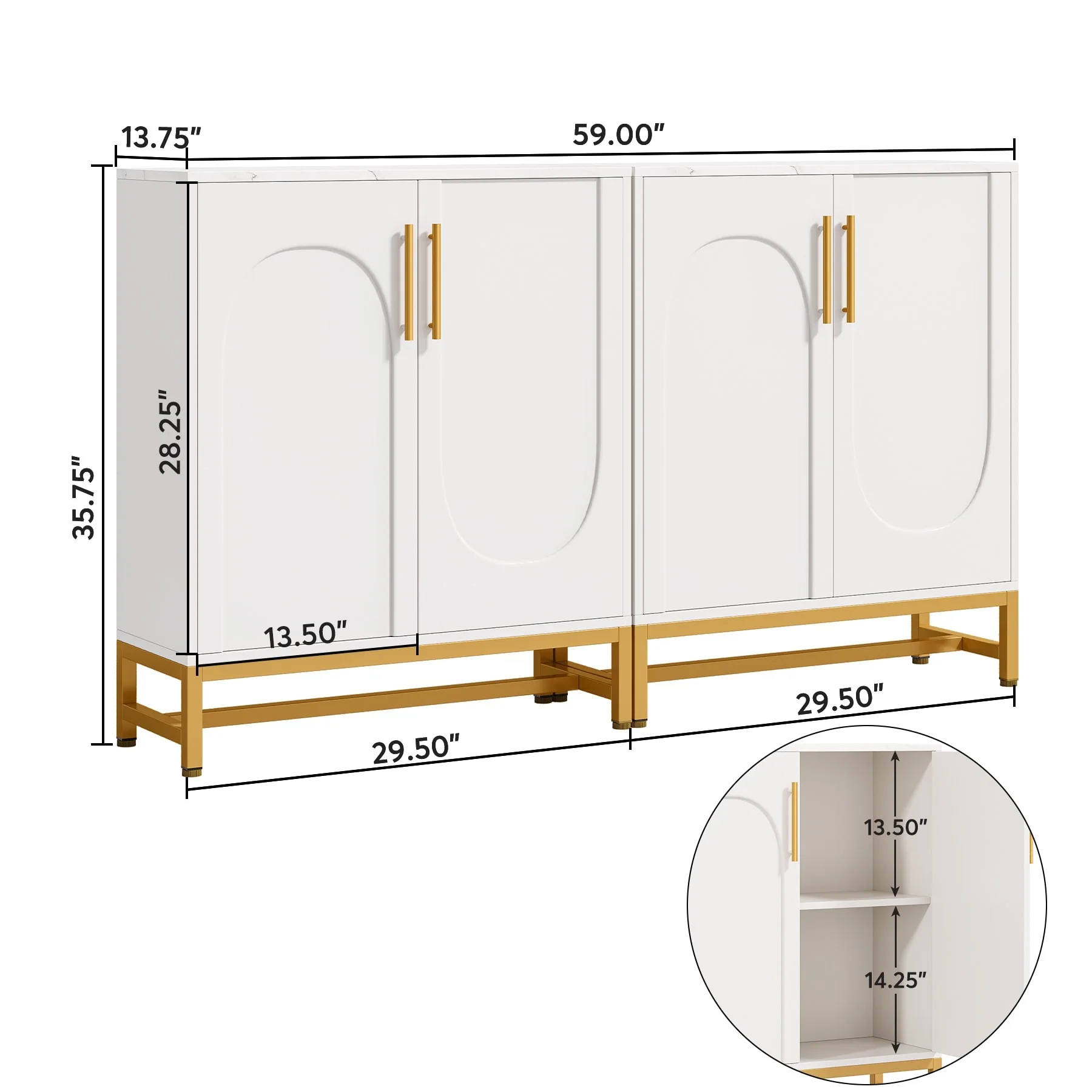 Sideboard Buffet Storage Cabinet Set with Door for Kitchen Dining Room, Accent Cabinet for Living Room