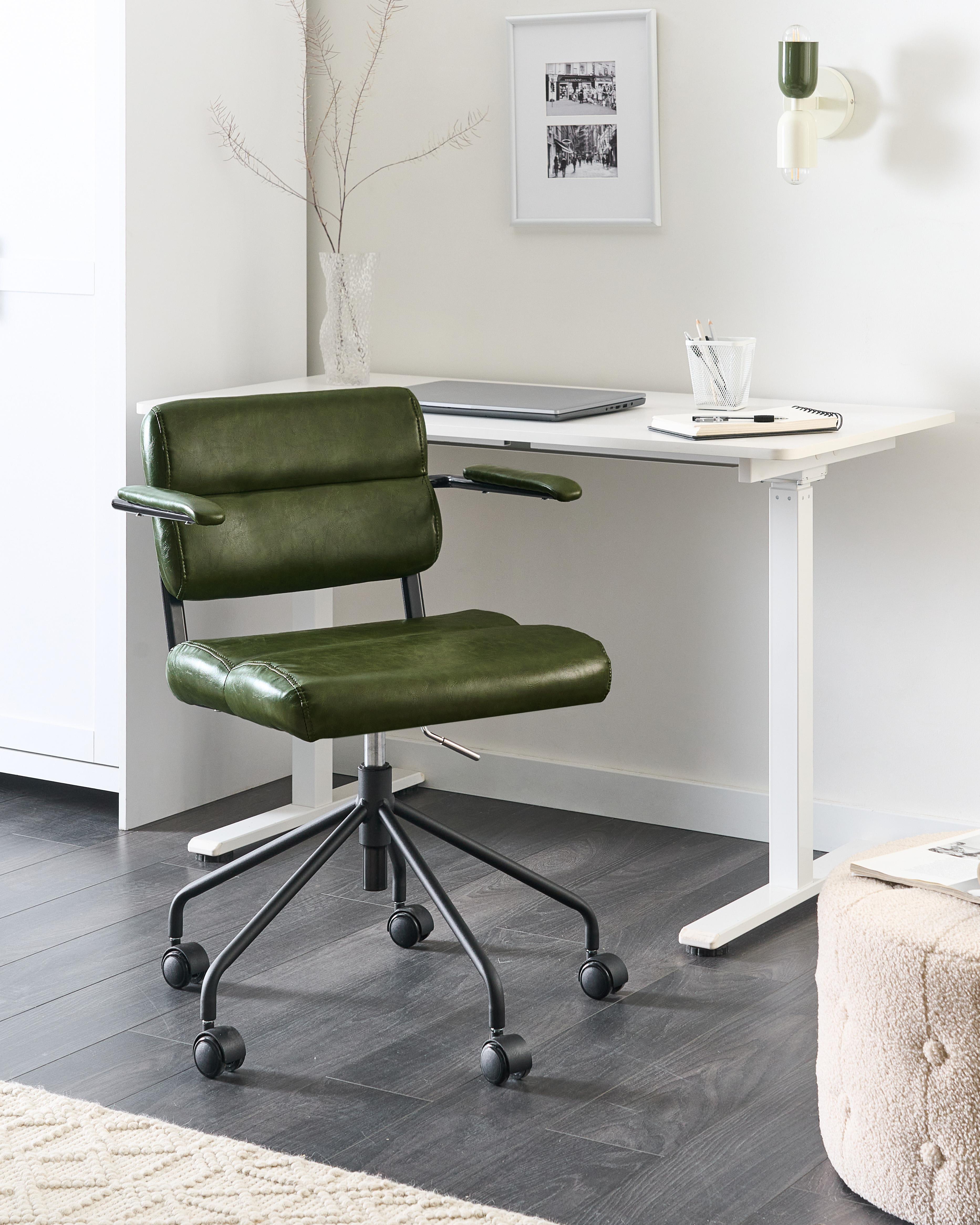 Desk Chair CANDOR Faux Leather Dark Green