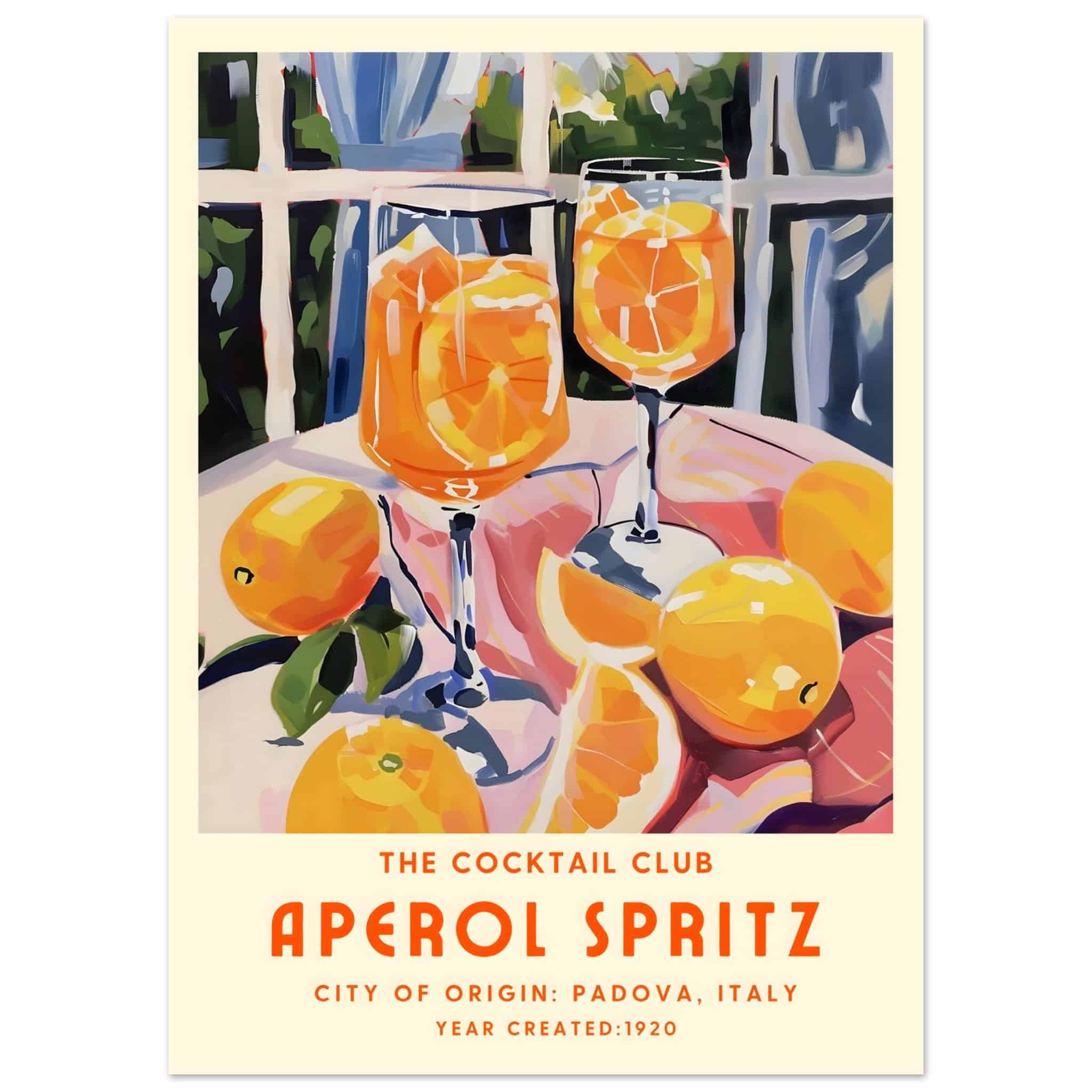 Artfulprints Poster Aperol Spritz - The cocktail club II  - 50x70 cm - Oranje