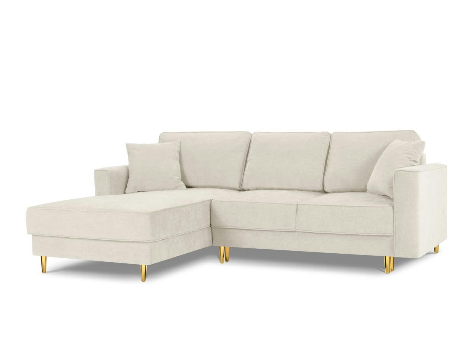 DUNAS - Canapé d'angle 4 places en tissu structuré beige