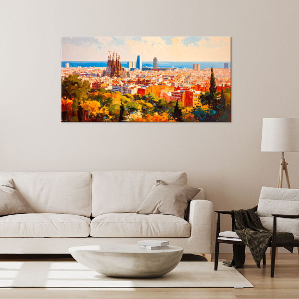 Feeby Obraz nowoczesny do salonu biura, Barcelona Miasto Pejzaż 80x40