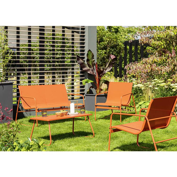 Habitat Cali 4 Seater Metal Patio Set - Orange