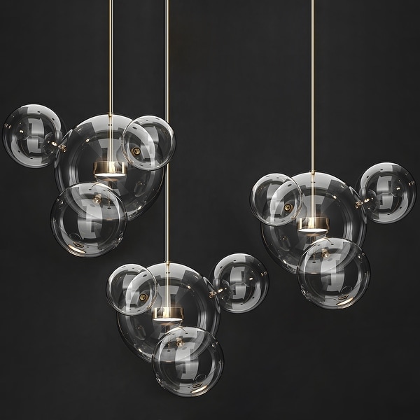 Modern 1-Light LED Soap Bubble Pendant Lighting - Brass - 18.11 Inch