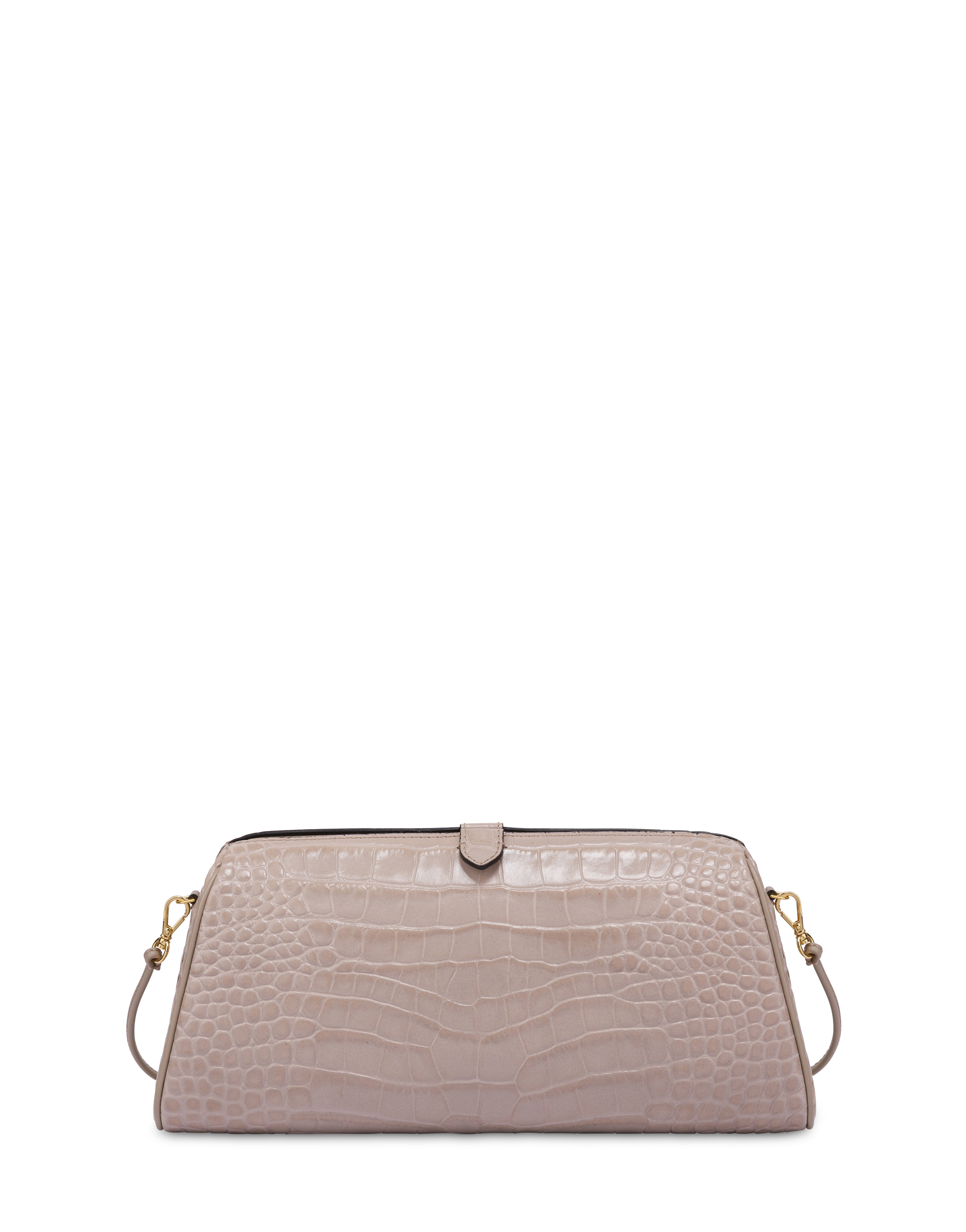 Pochette Shell In Vitello Stampa Cocco Nude/nude