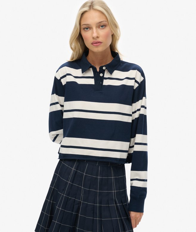 Athletic Essentials Cropped Stripe Rugby Top